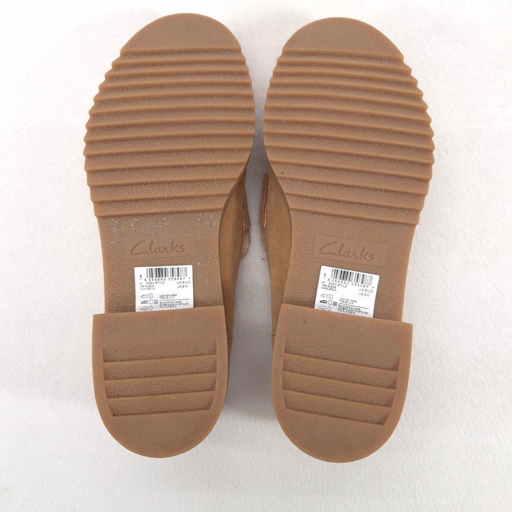 Clarks Orianna W Suede Penny Loafers Tan 8.5 Preppy Academic Chunky Platform Lug - Picture 6 of 11